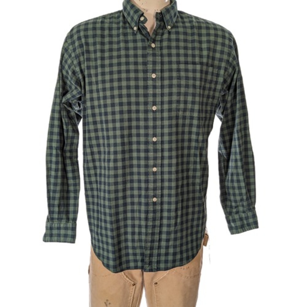 VTG Polo Ralph Lauren Slim Blake Flannel Green Check Button Down Shirt Sz L EUC